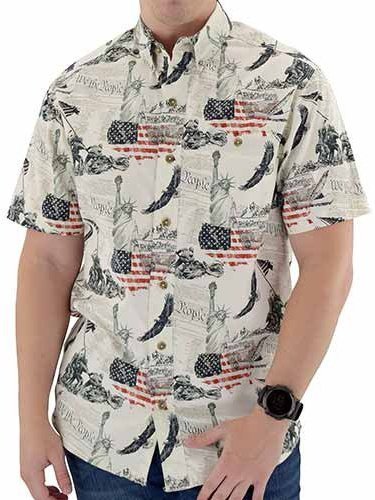 

American Flag Printed Casual Shirts, Gray, Men's Floral shirt