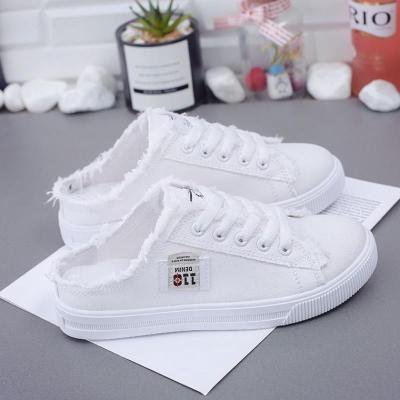 

Canvas Lace-Up Daily Summer Sneakers, White, Sneakers