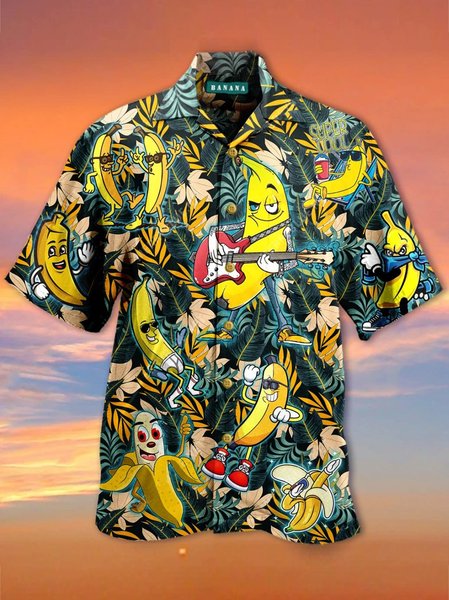 

Vintage Shirt Collar Shirts, Black, Men's Floral shirt