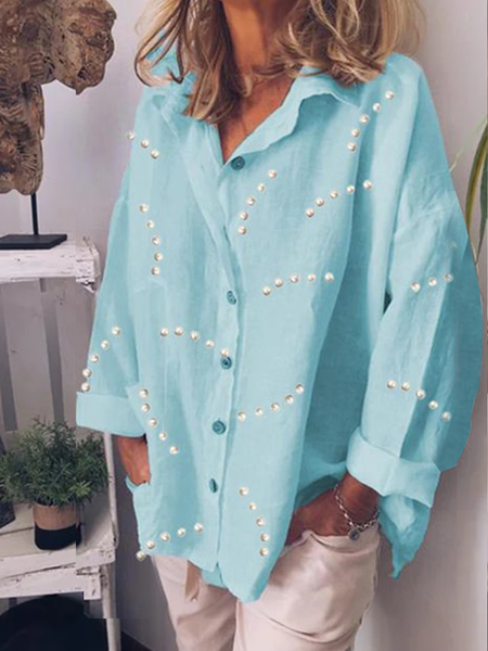 

Vintage Abbottonato Astratto Dritto Camicie & Top, Blu, Blouses & Shirts