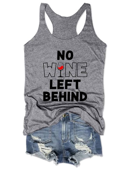 

No Wine Left Behind Tank Top, Gray, Tank Tops