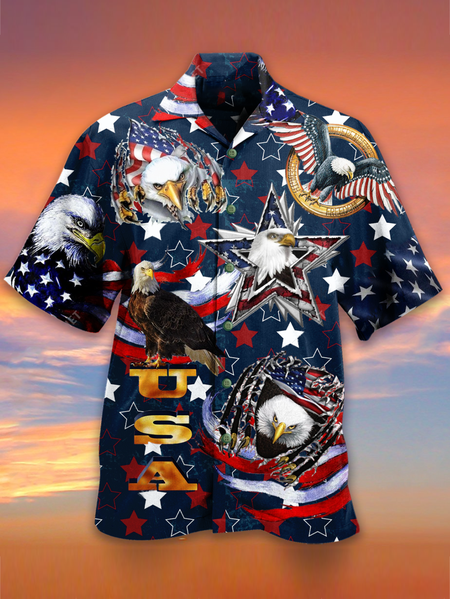 

Vintage Shirt Collar Shirts, Navy blue, Men's Floral shirt