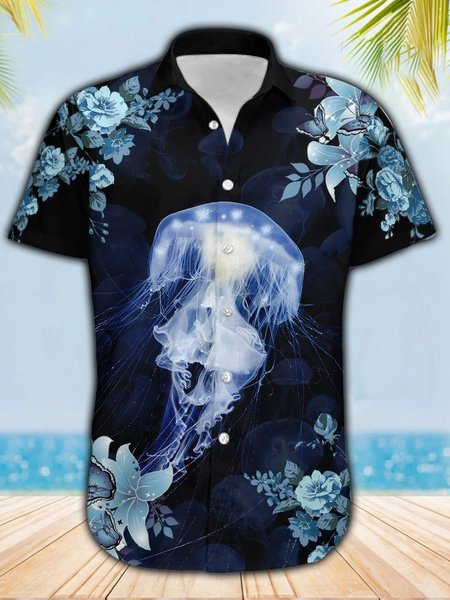 

Shirt Collar Casual T-shirt, Black, Men's shirts