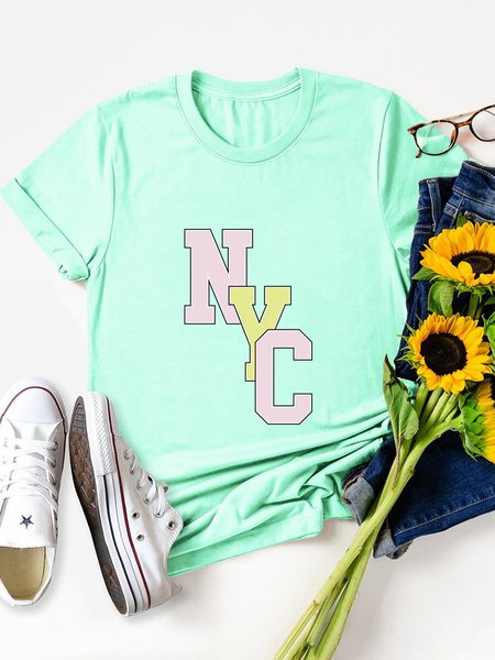 

NYC Color Letter Graphic Tee, Mint, T-shirts
