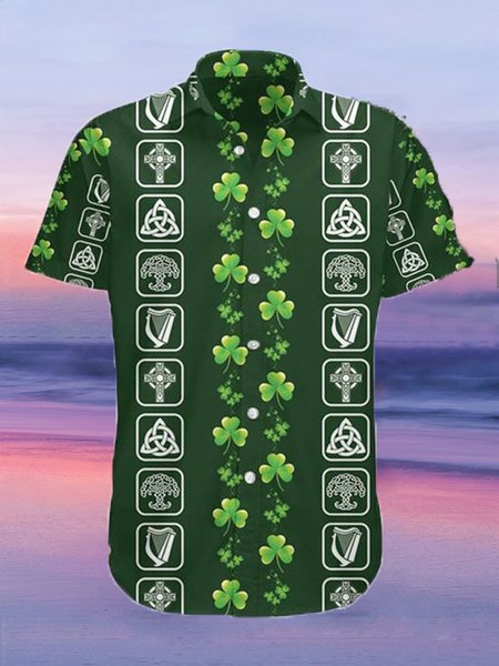

Casual Shamrock Hawaiian shirt, Green, Men's Floral shirt