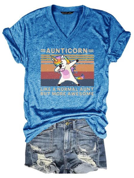

Short Sleeve V Neck Shirts & Tops, Blue, T-shirts