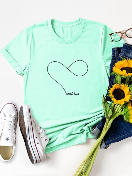 

With Love Heart Shape Tee, Mint, T-shirts