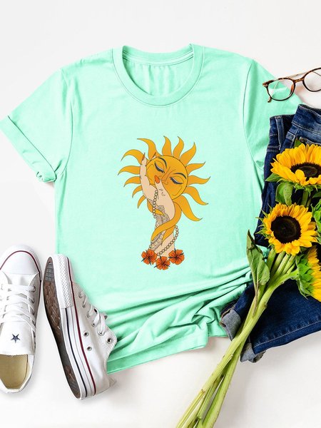 

Hand of God Sun God Flower Graphic Tee, Mint, T-shirts