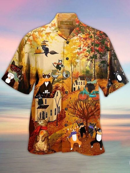 

Animal Shirt Collar Shirts & Tops, Yellow, Men's Floral shirt