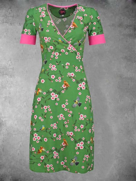 

Stampato Maniche Corte Gonna Casuale, Verde, Dresses