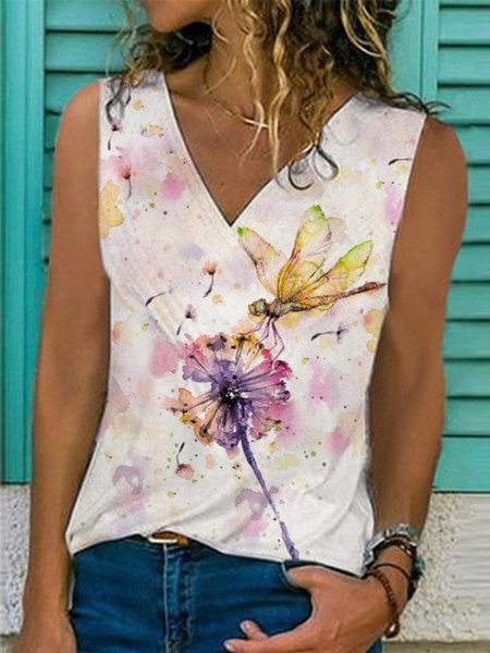 

Sleeveless V Neck Shirts & Tops, Light purple, Tanks & Camis