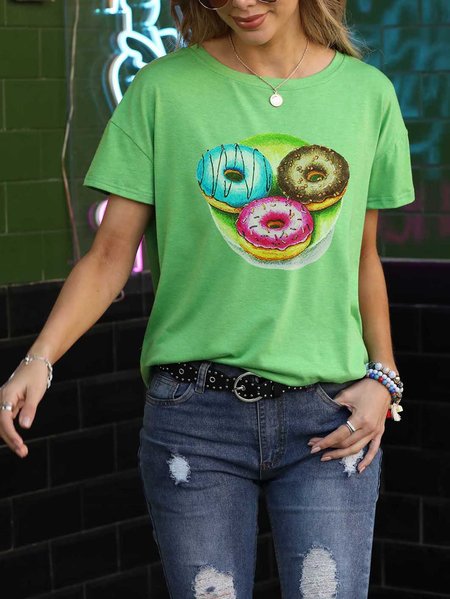 

Yummy printed women's round neck T-shirt, Grass green, T-shirts