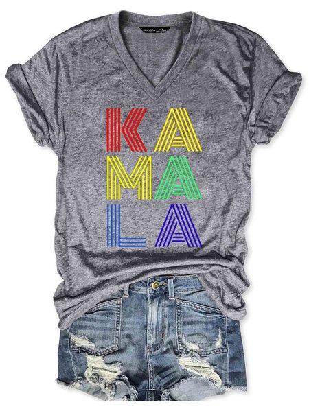 

Kamala Harris Retro Vintage V-neck T-shirt, Gray, T-shirts