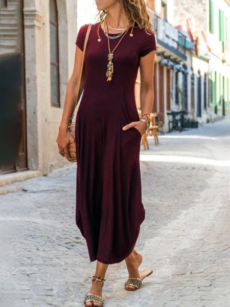 

Abito Casuale Maniche Corte, Vino rosso, Dresses