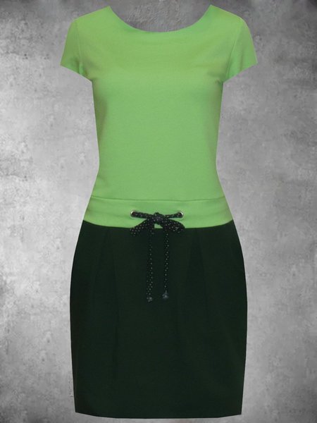 

Casual Short Sleeve Round Neck Plus Size Dress, Green, Auto-Clearance