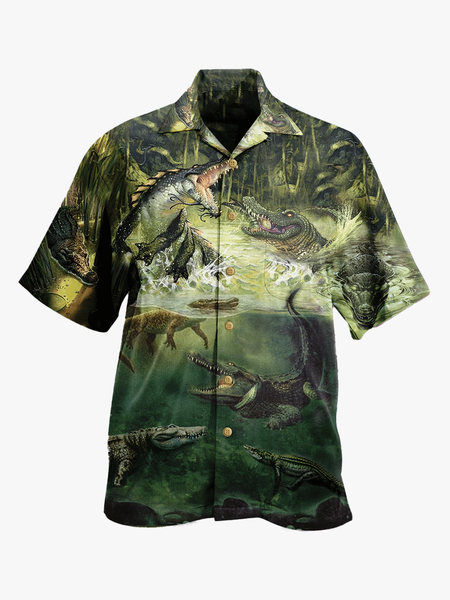 

Printed Shirt Collar T-shirt, Color, Men's Floral shirt