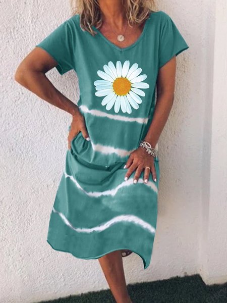 

Abito Casuale Maniche Corte A-line, Verde scuro, Dresses