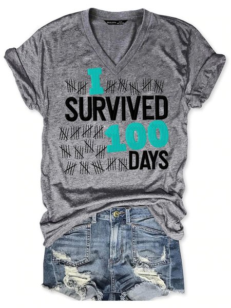 

I Survived 100 Days Women's T-Shirt, Grey, T-shirts