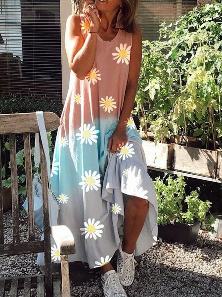 

A-Line Floral Casual Knitting Dress, Multicolor, Dresses