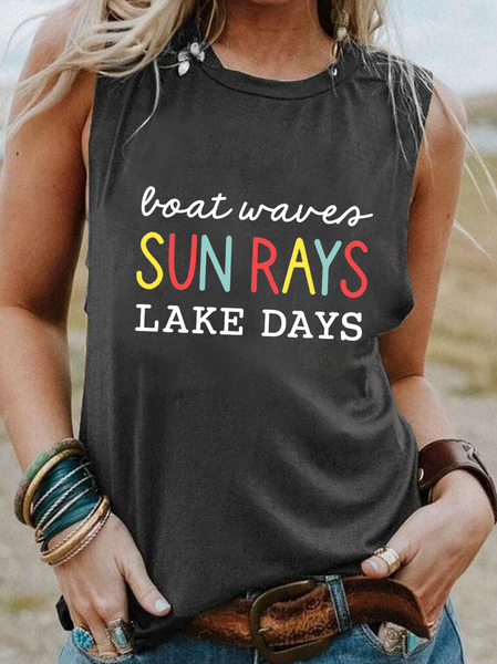 

Sun Rays Lake Days Tank, Black, T-shirts
