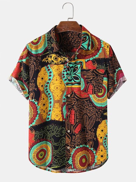 

Men's Printed Tribal Shirts, Yellow, Men's Floral shirt