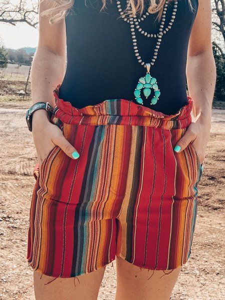 

Stripes Pockets Cotton-Blend Shorts, Multicolor, Pants