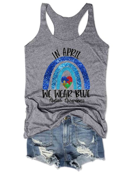 

In April We Wear Blue Tank Top, Gray, T-shirts