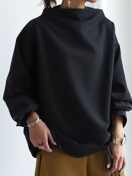 

Vintage Plain Statement Plus Size 3/4 Sleeves Casual Tops, Black, Tees & T-shirts