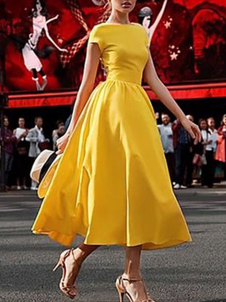 

Da Sera A-line Midi Abito, Giallo, Midi Dresses