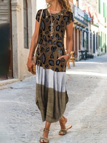 

Maniche Corte Gonna Casuale, Cachi, Maxi Dresses