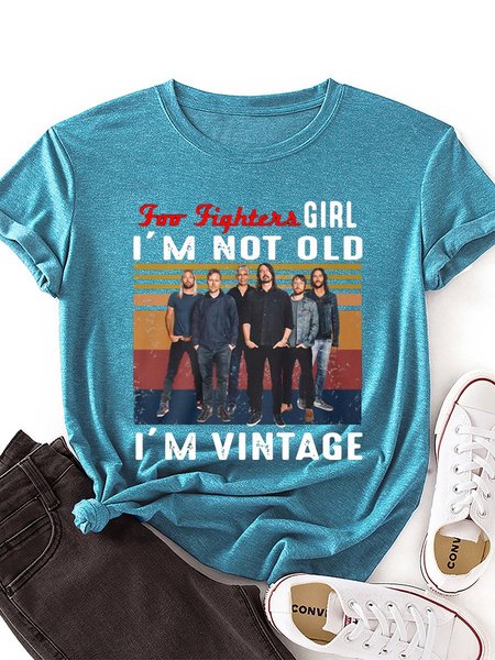

For Fighters Girl I’m Not Old I'm Vintage Graphic Tee, Lake blue, T-shirts