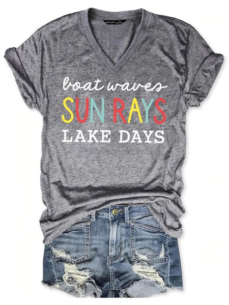 

Sun Rays Lake Days Tee, Gray, T-shirts