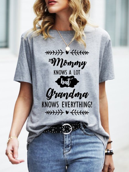 

Mommy Knows A Lot But Grandma Knows Everything Graphic Tee, Light gray, T-shirts