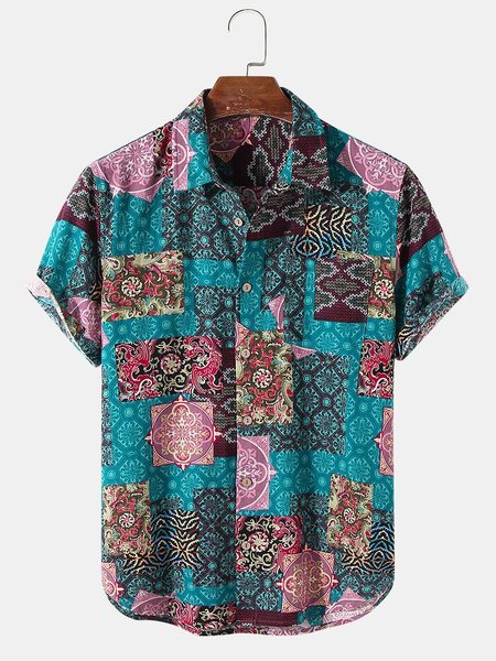 

Men's Casual Shirt Collar Shirts, Green, Men's Floral shirt