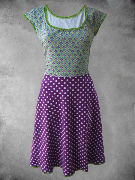 

Printed Short Sleeve Cotton-Blend Casual Dresses, Green, Auto-Clearance