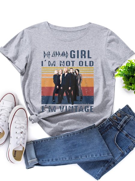 

Girl I'm Not Old I'm Vintage Graphic Tee, Light gray, T-shirts