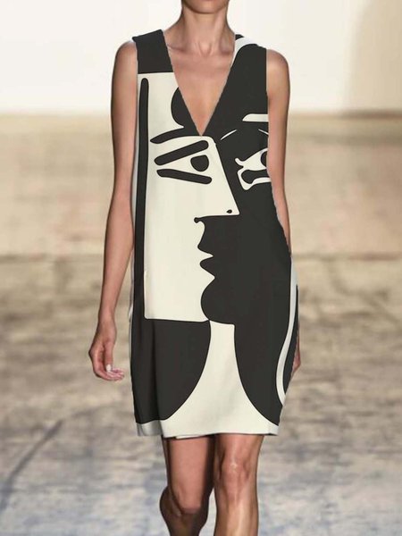 

Abito Stampato Elegante Misto Cotone, Bianco, Mini Dresses