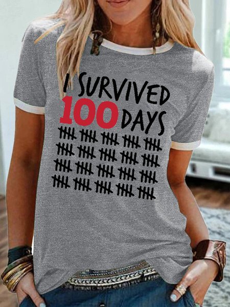 

I Survived 100 Days Women's T-Shirt, Grey, T-shirts