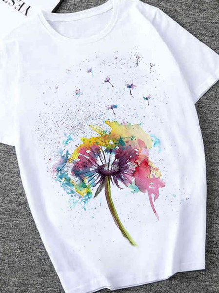 

Crew Neck Short Sleeve Shirts & Tops, White, Tops