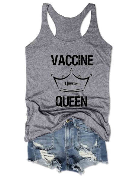 

Womens Vaccine. Vaccine Queen Tank Top, Gray, Tank Tops
