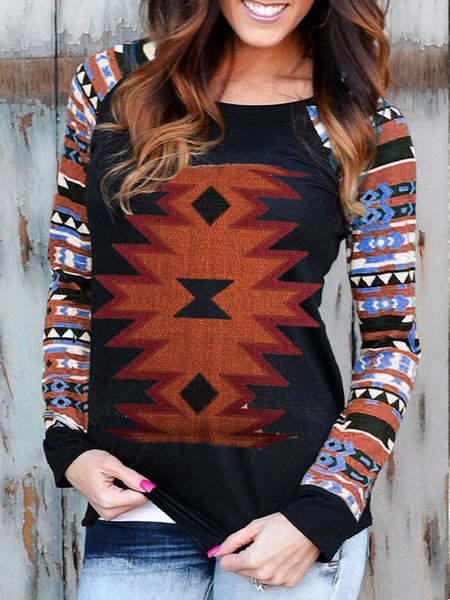 

Geometric Casual T-shirt, Black, T-Shirts