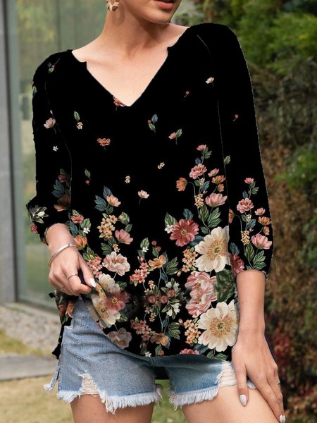 

Casual V Neck Top, Black, Hoodies and Sweatshirts
