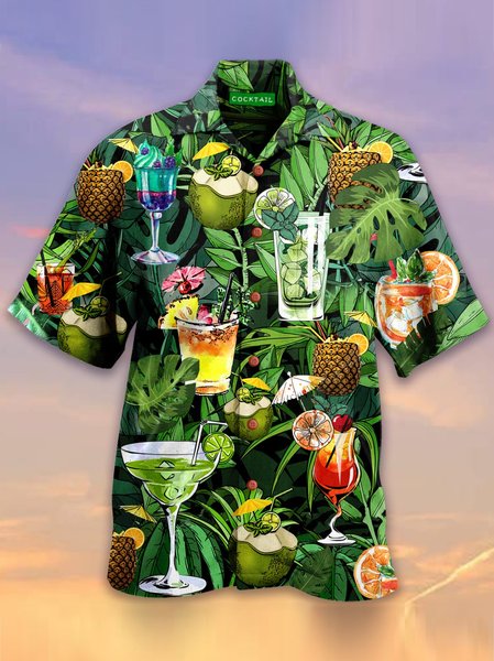 

Vintage Shirt Collar Shirts, Green, Men's Floral shirt