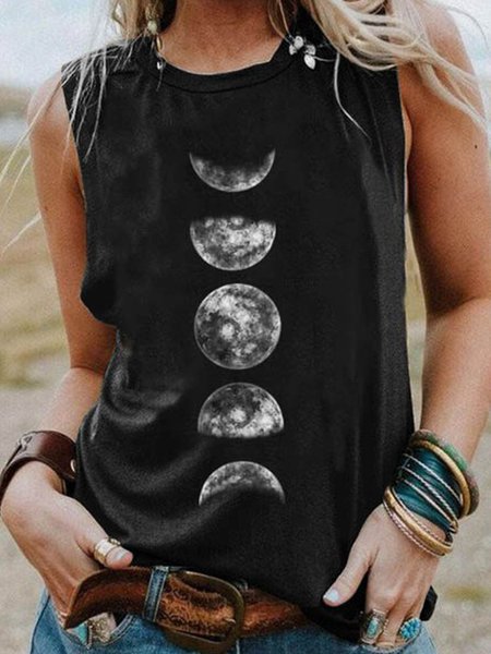 

Vintage Misto Cotone Senza Maniche Top, Nero, Tank Top
