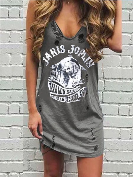 

Lettera Senza Maniche Abito, Grigio, Dresses