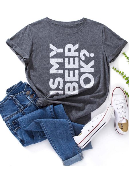 

My Beer OK Women's round neck T-shirt, Deep gray, T-shirts