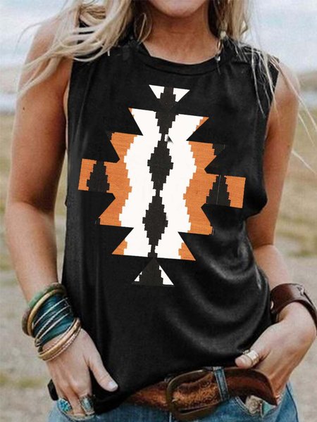 

Casuale Colore-block Girocollo Senza Maniche Camicie & Top, Nero, Tank Top