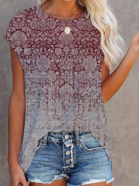 

Dritto Maniche Corte Camicie & Top, Grigio, Tops