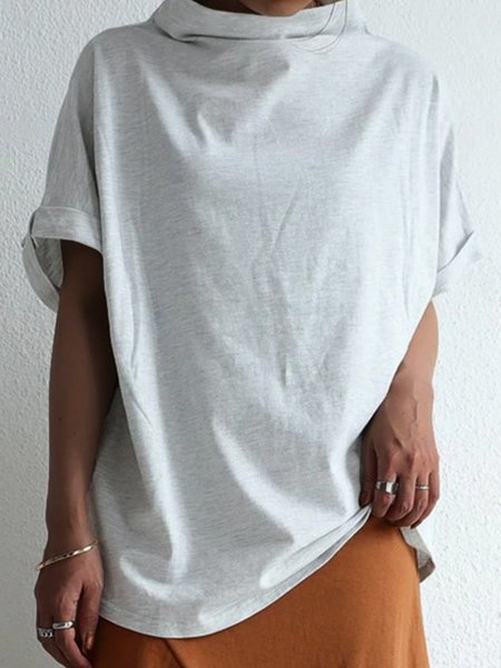 

Vintage Tinta unita taglia grande Maniche Corte Casuale Top, Bianco, T-Shirts