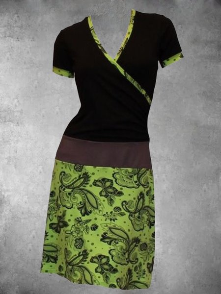 

Casuale Maniche Corte taglia grande Stampato Abito, Verde, Dresses